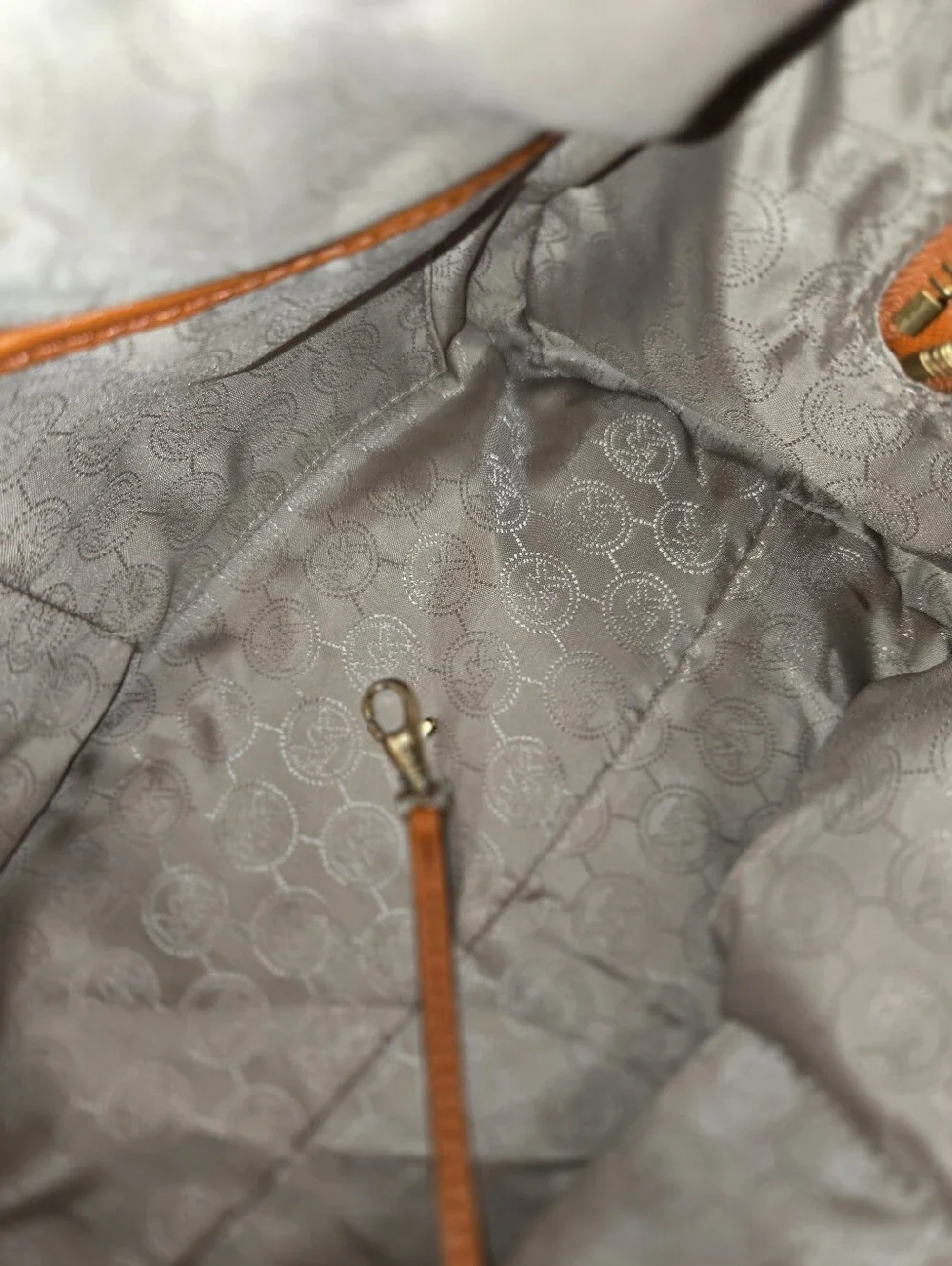 Michael Kors Orange Studded Satchel w/ Strap | Gold Hardware | Like New - Picture 4 of 5